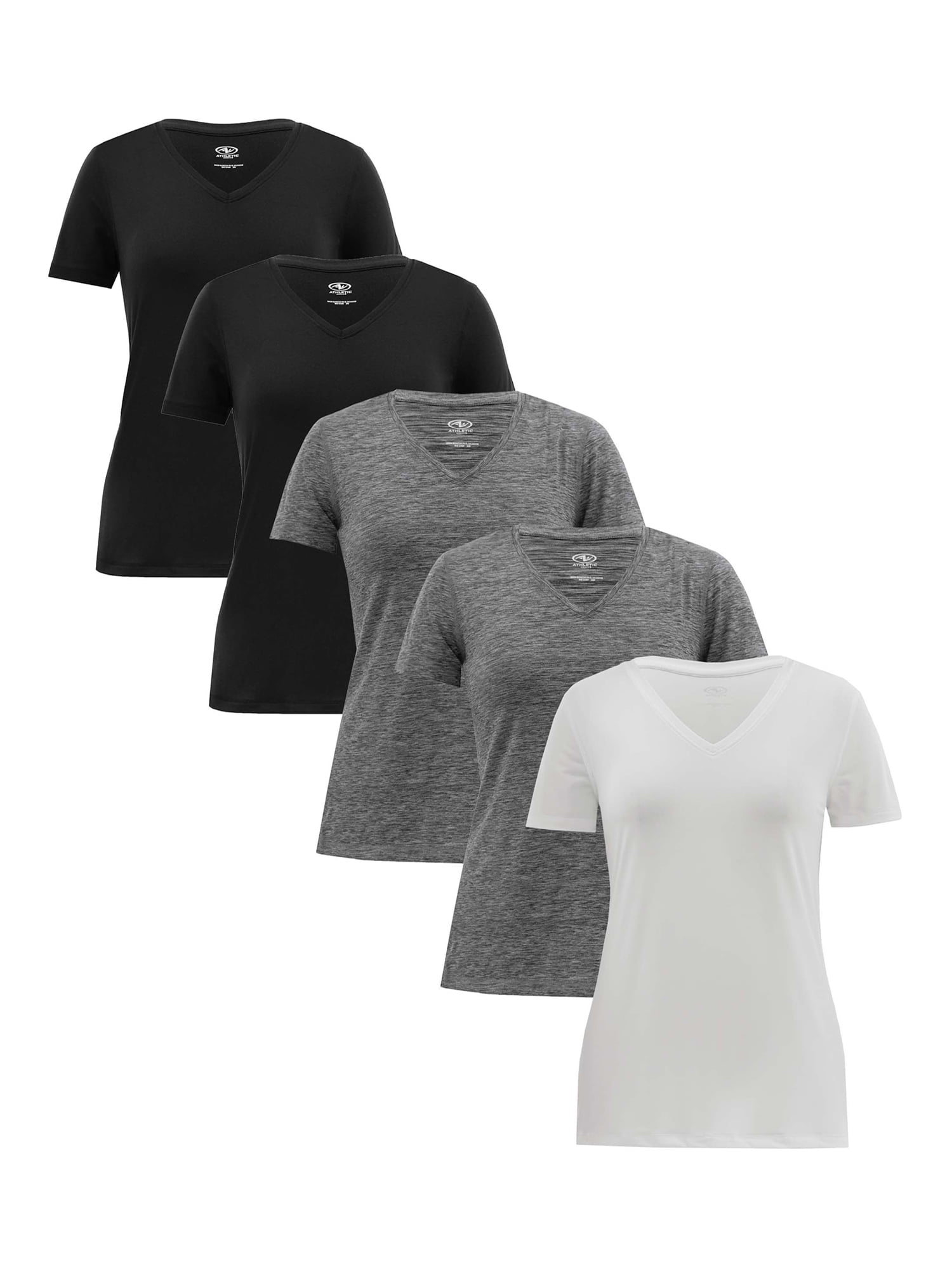 moronic Dalset kærlighed Athletic Works Women's Core Active Short Sleeve V-Neck T-Shirt, 5-Pack -  Walmart.com