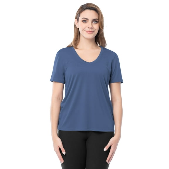 Athletic Works Women's Active Texture Knit V-Neck Tee, Sizes XS-XXXL