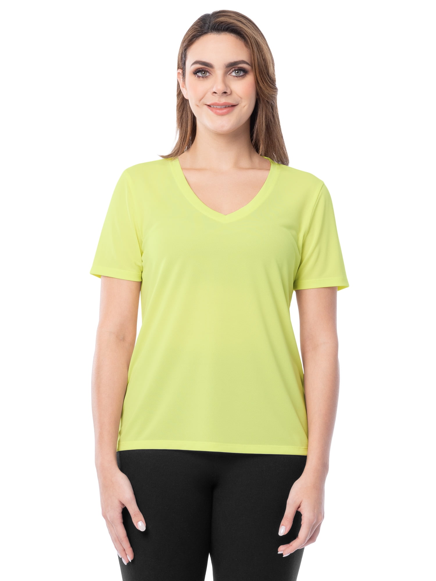 Athletic Works Women's Active Texture Knit V-Neck Tee, Sizes XS-XXXL