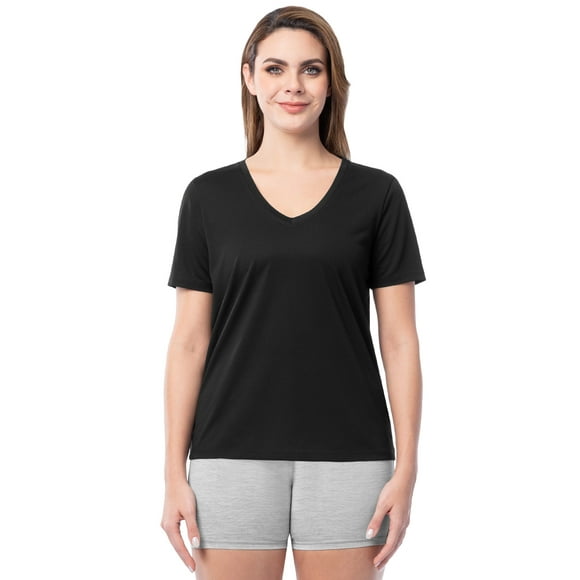 Women's Active Texture Knit V-Neck Tee, Sizes XS-XXXL