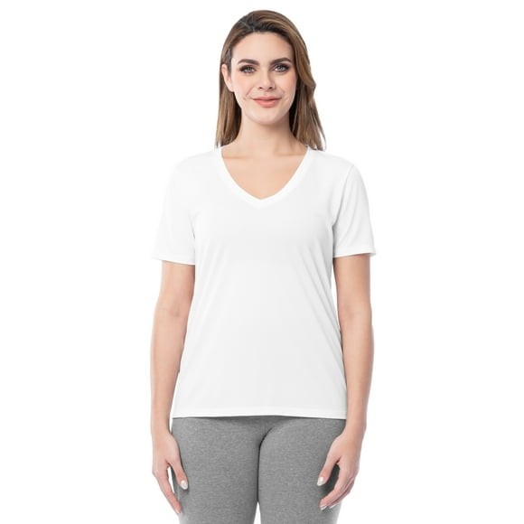 Women's Active Texture Knit V-Neck Tee, Sizes XS-XXXL