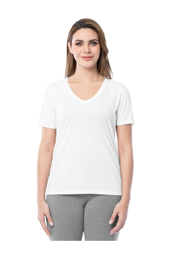 Women's Active Texture Knit V-Neck Tee, Sizes XS-XXXL