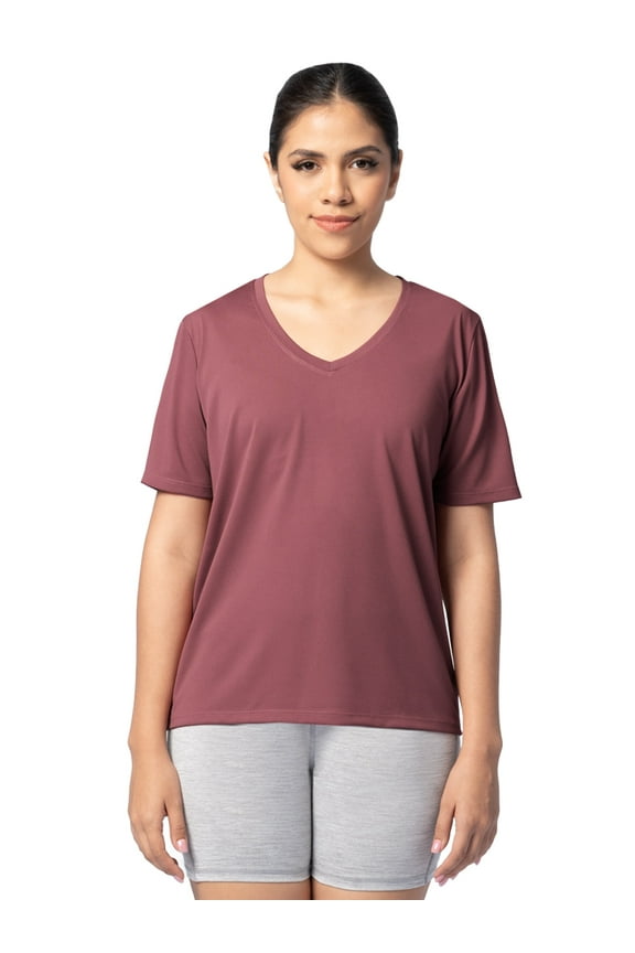 Women's Active Texture Knit V-Neck Tee, Sizes XS-XXXL
