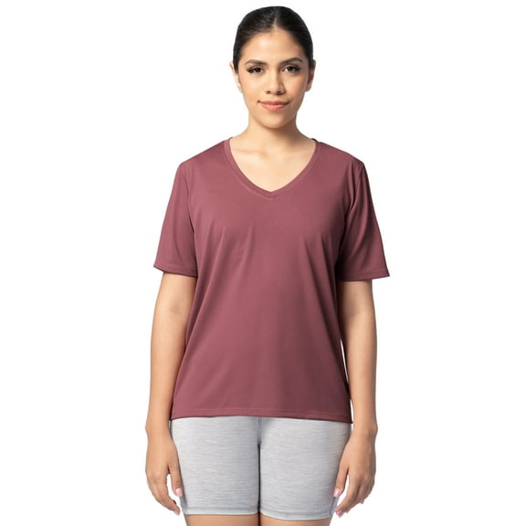 Athletic Works Women's Active Texture Knit V-Neck Tee, Sizes XS-XXXL