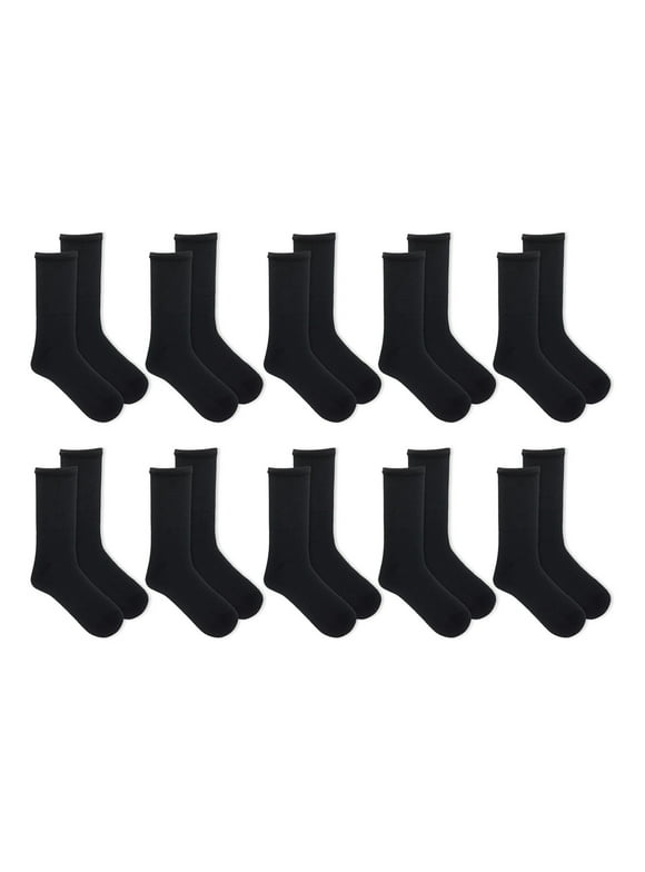 Athletic Works Women's Cushioned Crew Socks, 10-Pack, Sizes 4-10