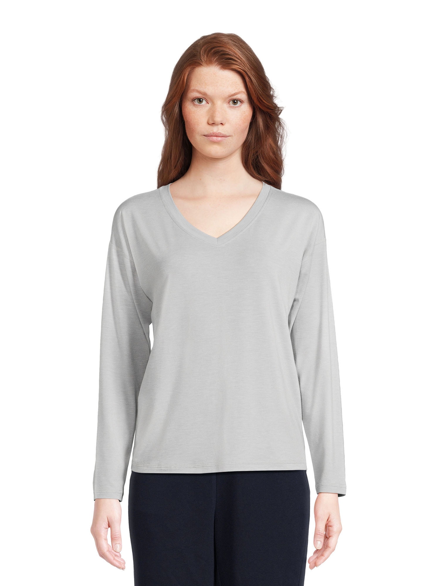 Athletic Works Women’s Dri More Boxy Tee with Long Sleeves, Sizes XS-XXXL