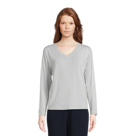 Athletic Works Women’s Dri More Boxy Tee with Long Sleeves, Sizes XS-XXXL