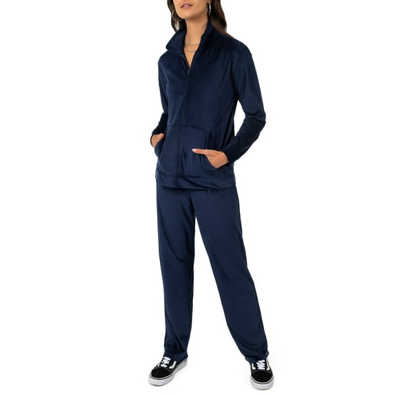 Athletic Works Women's Soft Velour Jacket and Pant Tracksuit, Size S-XXL