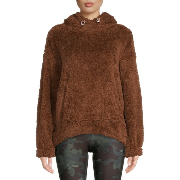 Athletic Works Women's Faux Sherpa Pullover Hoodie