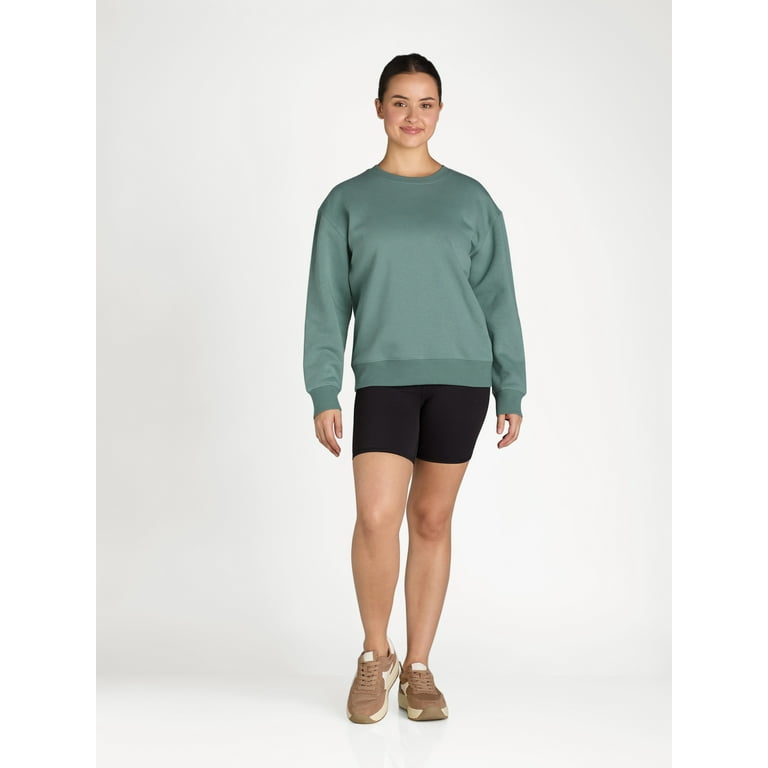 Fleece crew neck sweater sale