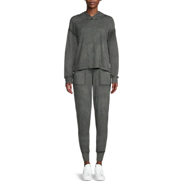 Athletic Works Women's French Terry Hoodie Top and Jogger Set, 2-Piece