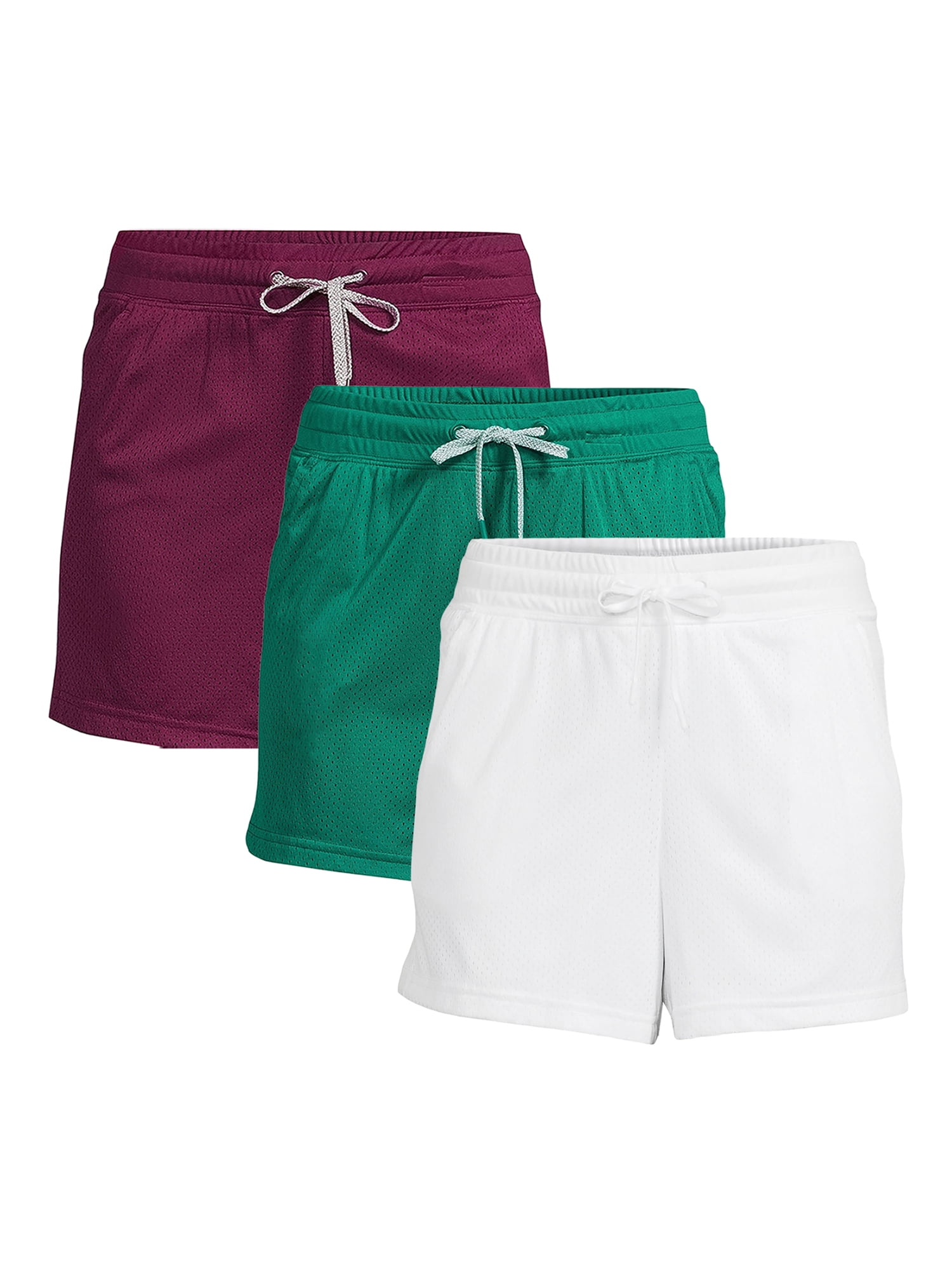 Athletic Works Women's Mesh Short with Pockets, 3-pack