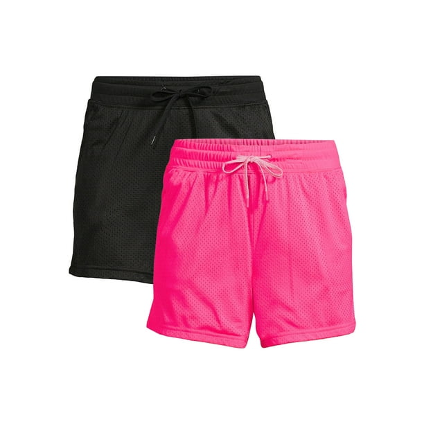 Athletic Works Women's Mesh Shorts with Pockets, 2Pack