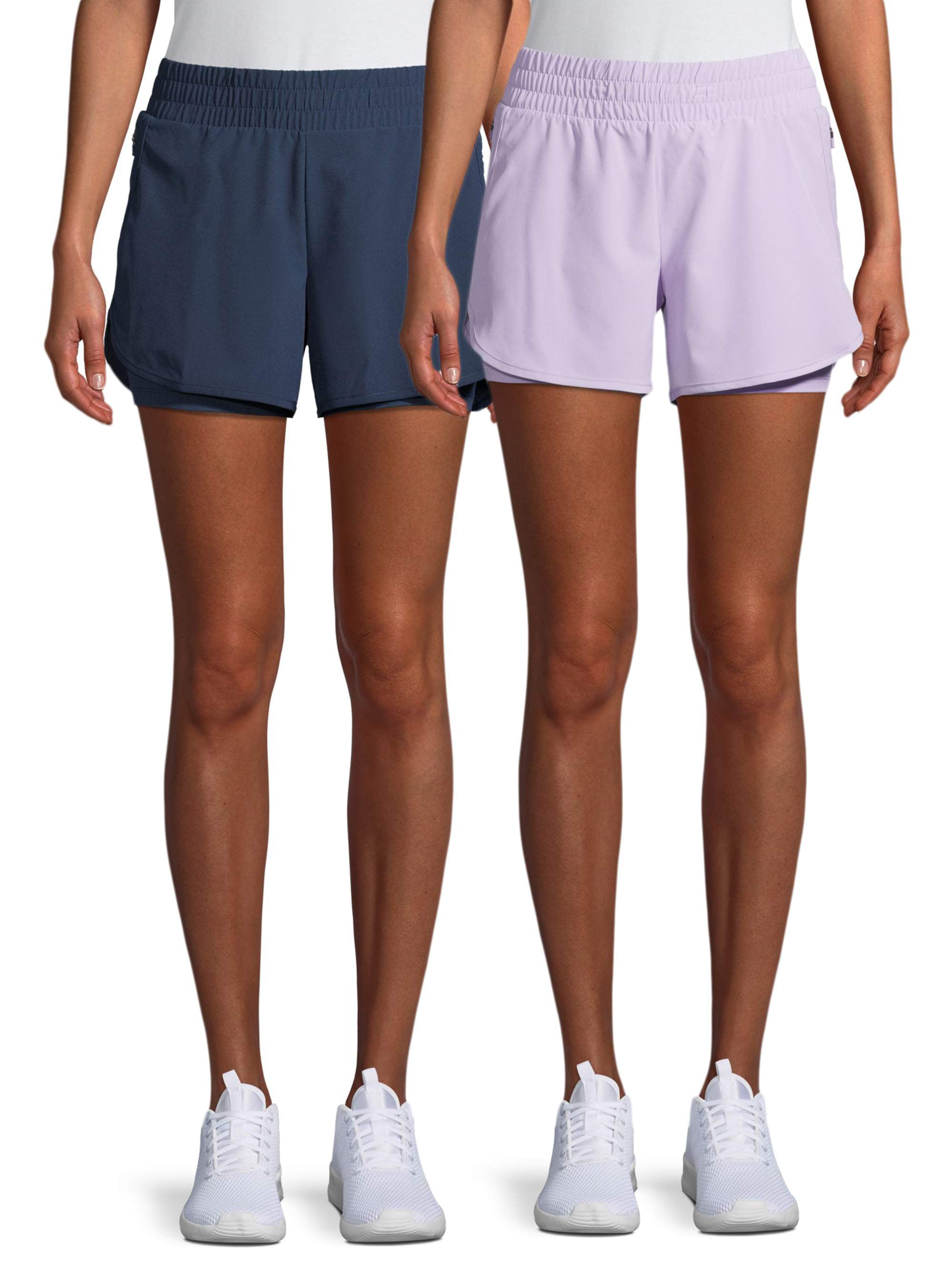 Athletic Works Women's Performance Running Shorts, 2 Pack 