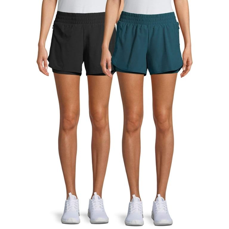 Athletic Works Women's Performance Running Shorts, 2 Pack 