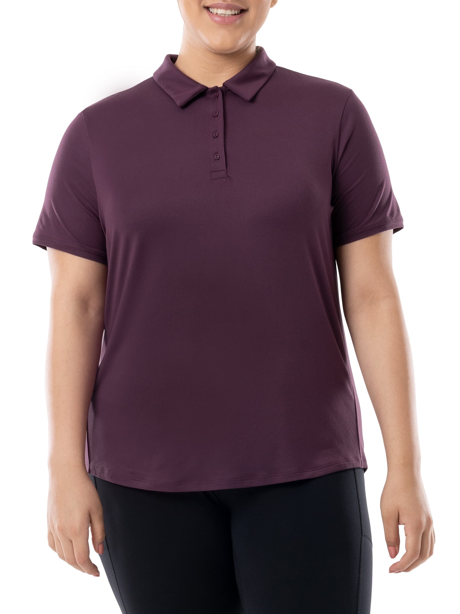 Athletic Works Women's Plus Active Short Sleeve Lightweight Polo Shirt, size 1X-4X