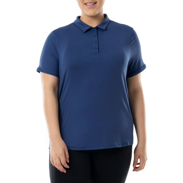 Athletic Works Women's Plus Active Short Sleeve Lightweight Polo Shirt