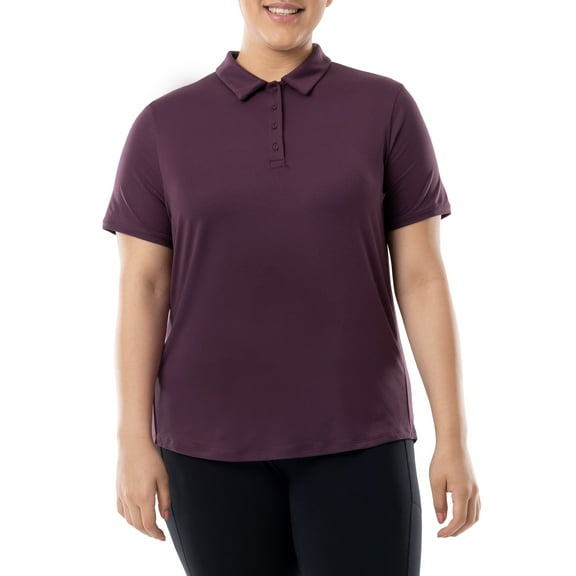 Athletic Works Women's Plus Active Short Sleeve Lightweight Polo Shirt, size 1X-4X