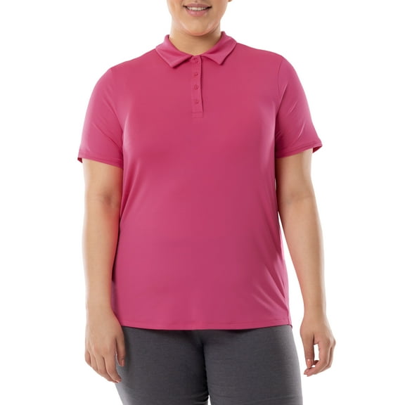 Athletic Works Women's Plus Active Short Sleeve Lightweight Polo Shirt, size 1X-4X
