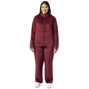 Athletic Works Women's Plus Active Velour Zip-Up Tracksuit Set, 2-Piece Set