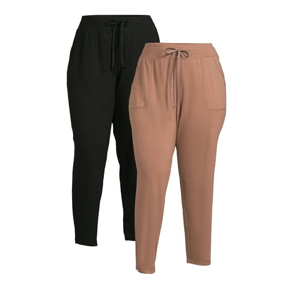 Athletic Works Women's Plus Athleisure Knit Pants, 2-Pack