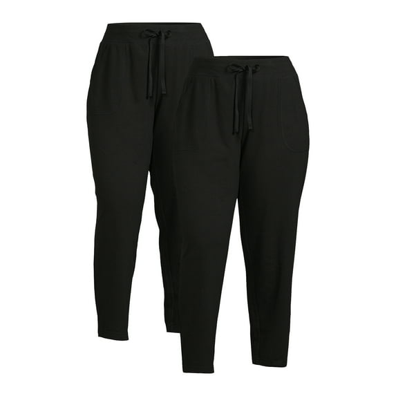 Athletic Works Women's Plus Athleisure Knit Pants, 2-Pack