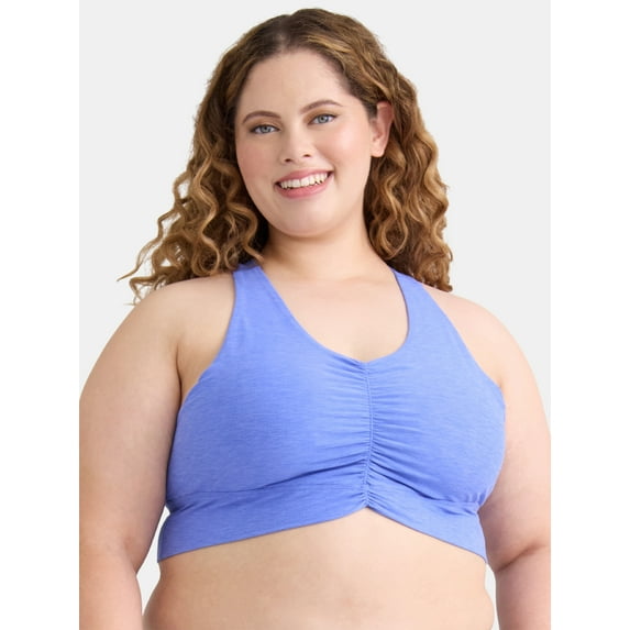 Athletic Works Women's Plus ButterCore Ruched Sports Bra, Sizes 1X-4X