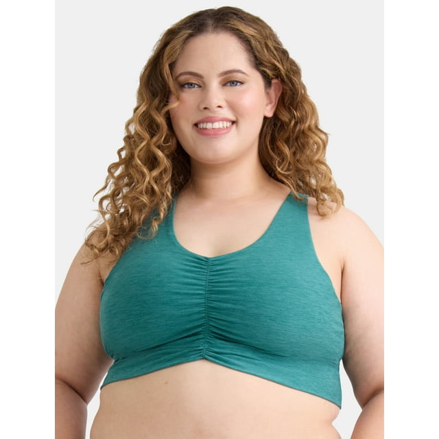 Athletic Works Women's Plus ButterCore Ruched Sports Bra, Sizes 1X-4X