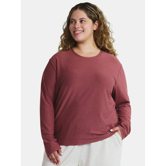 Athletic Works Women's and Women's ButterCore Tee with Long Sleeves, Sizes XS-4X
