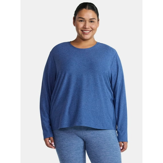Athletic Works Women's and Women's ButterCore Tee with Long Sleeves, Sizes XS-4X