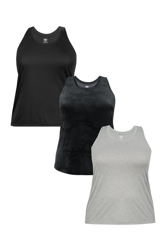 Women's Plus Core Active Racerback Tank Top, 3 Pack (sizes 1X-4X)