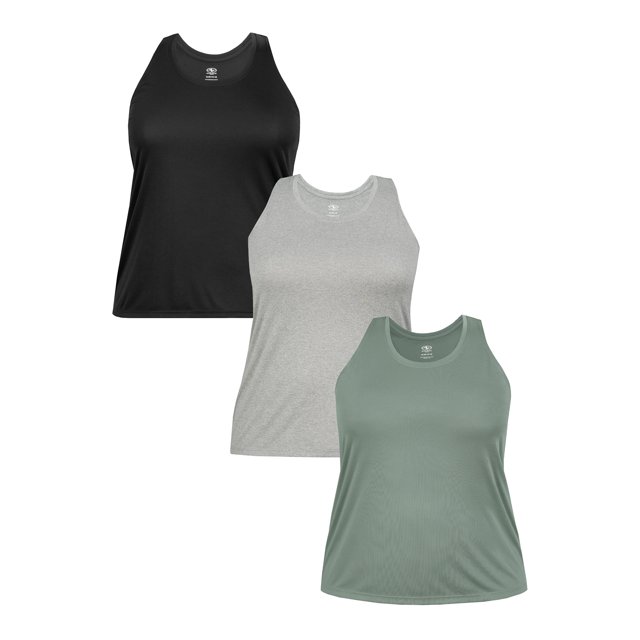 Athletic Works Women's Plus Core Active Racerback Tank Top, 3 Pack