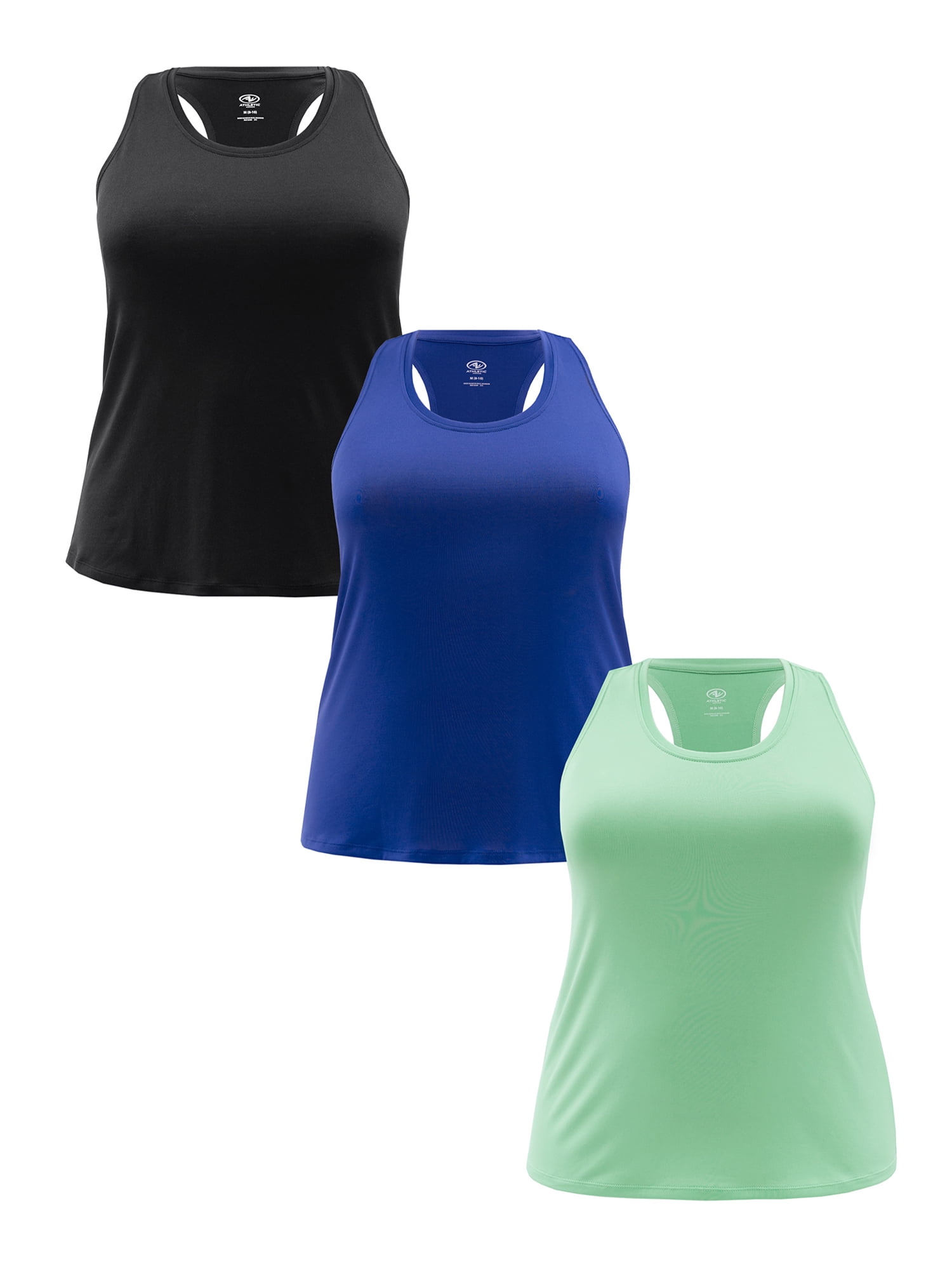Athletic Works Women's Plus Core Active Racerback Tank Top, 3-Pack ...