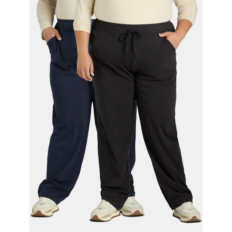 Athletic Works Women s Plus Knit Pants 2 Pack Sizes 1X 4X Walmart