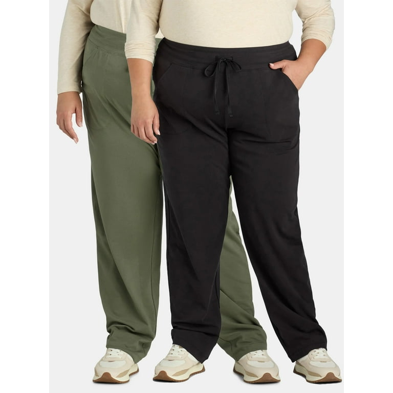 Athletic Works Women s Plus Knit Pants 2 Pack Sizes 1X 4X Walmart