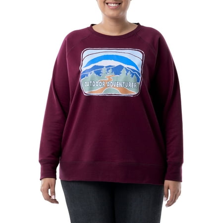 Athletic Works Women's Plus Relaxed Fit Long Sleeve Graphic Sweatshirt