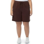 Athletic Works Women's Plus Size 9" French Terry Drawstring Lounge Shorts, Size 1X-5X
