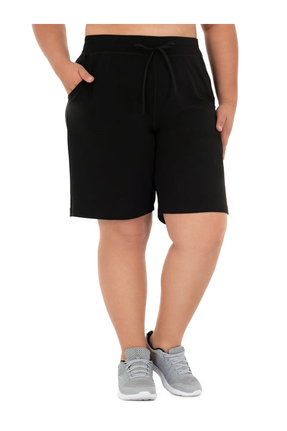 Women's Plus Size 9" French Terry Drawstring Lounge Shorts, Size 1X-5X