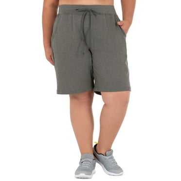 Athletic Works Women's Plus Size 9" French Terry Drawstring Lounge Shorts, Size 1X-5X
