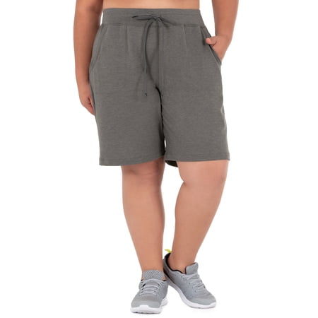 Athletic Works Women's Plus Size 9" French Terry Drawstring Lounge Shorts, Size 1X-5X