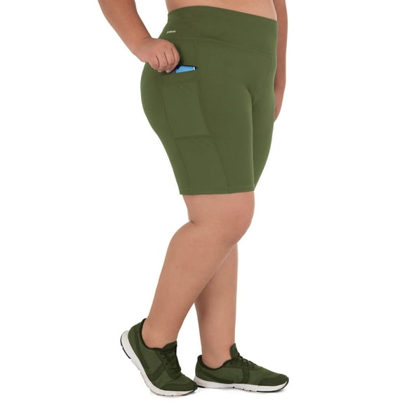 Athletic Works Women's Plus Size 9" High Waisted Active Media Pocket Bike Short