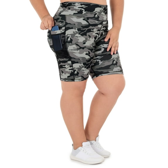Athletic Works Women's Plus Size 9" High Waisted Active Media Pocket Bike Short