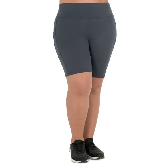 Athletic Works Women's Plus Size 9" High Waisted Active Media Pocket Bike Short