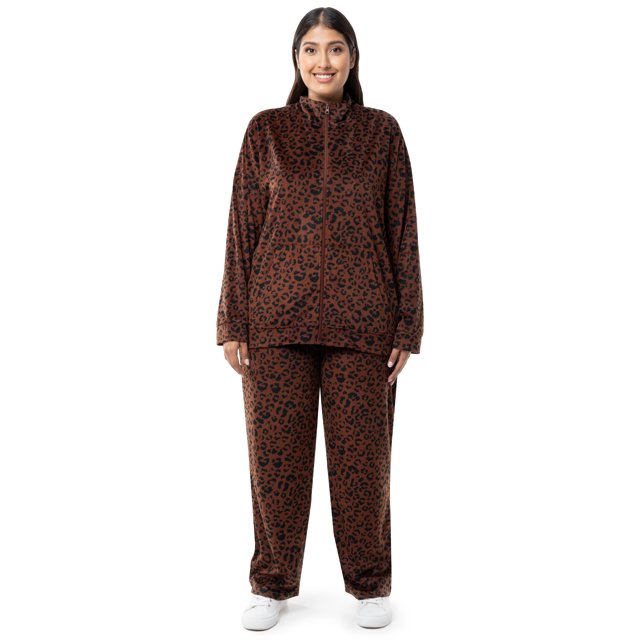 Shop Athletic Works Women's Plus Size Active Velour ZipUp Tracksuit