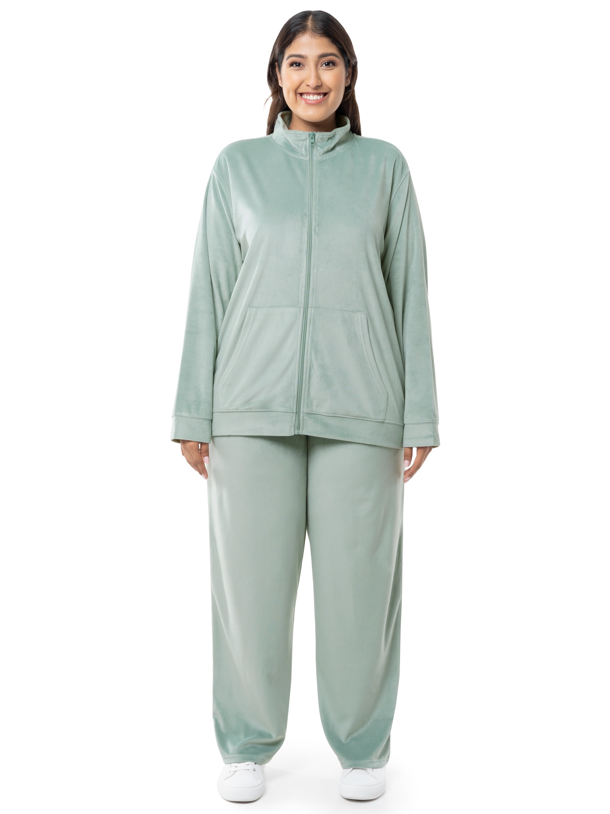 Athletic Works Women's Plus Size Active Velour Zip-Up Athletic Works Women's Plus Size Active Velour Zip-Up