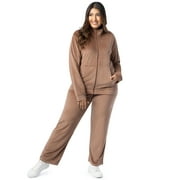 Athletic Works Women's Plus Size Active Velour Zip-Up Tracksuit Set, 2-Piece, Sizes 1X-4X