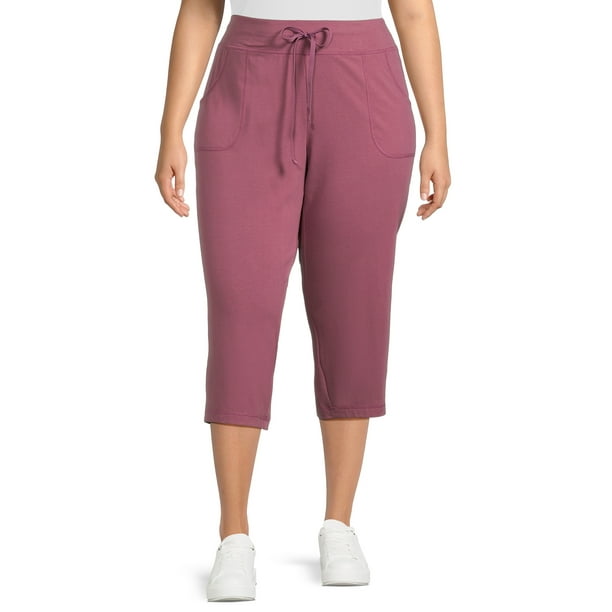Athletic Works Women's Plus Size Athleisure Core Knit Capri Pants ...