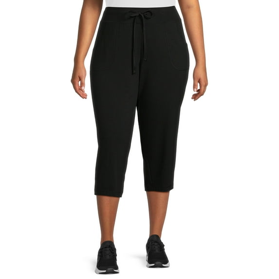 Athletic Works Women's Plus Size Athleisure Core Knit Capri Pants, Sizes 1X-4X