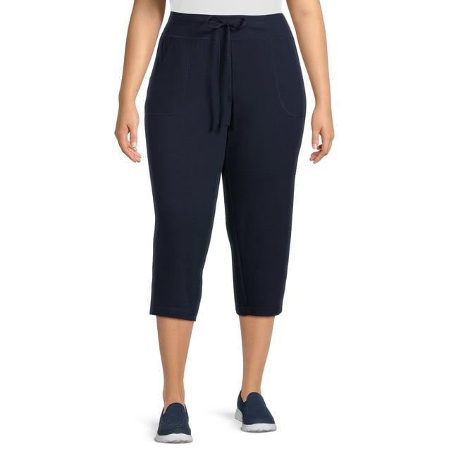 Athletic Works Women's Plus Size Athleisure Core Knit Capri Pants ...