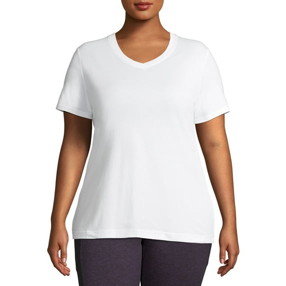 Athletic Works Women's Plus Size Core V-Neck Short Sleeve T-Shirt
